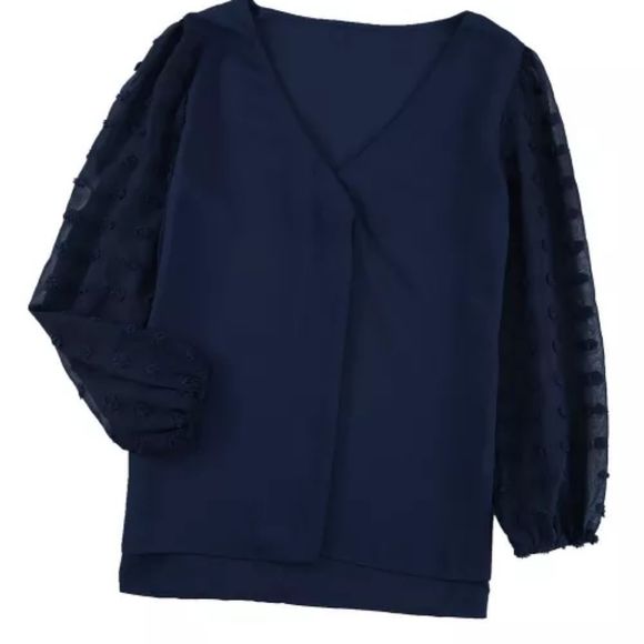 Blue Swiss Dot Blouse - Picture 5 of 8